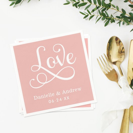 Liebe Elegante rosa Kalligrafie Hochzeitsszenario Serviette