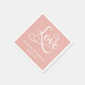 Liebe Elegante rosa Kalligrafie Hochzeitsszenario Serviette (Ecke)