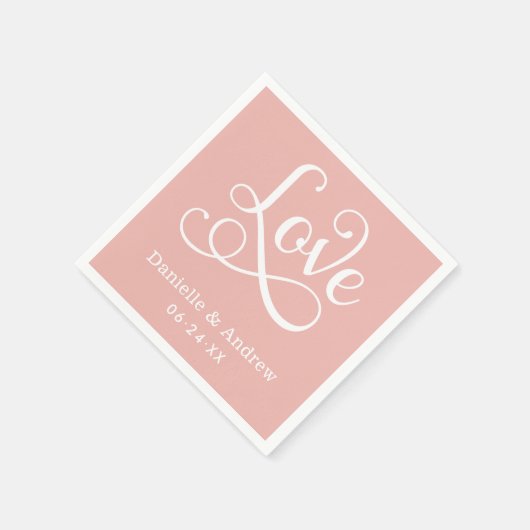 Liebe Elegante rosa Kalligrafie Hochzeitsszenario Serviette (Ecke)