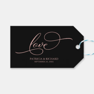 Liebe - Elegante Roségold Hochzeits Danksagungskar Geschenkanhänger
