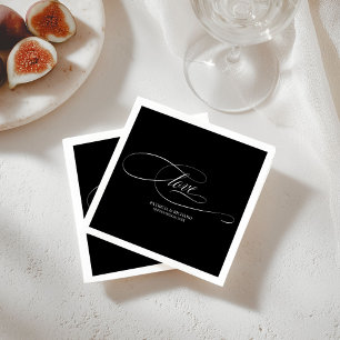 Liebe - elegante Schwarz-Weiß-Hochzeit Serviette
