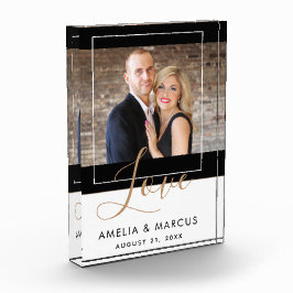 Liebe Elegante Script Bride Groom Wedding Keepake Fotoblock