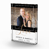 Liebe Elegante Script Bride Groom Wedding Keepake Fotoblock (Rechts)