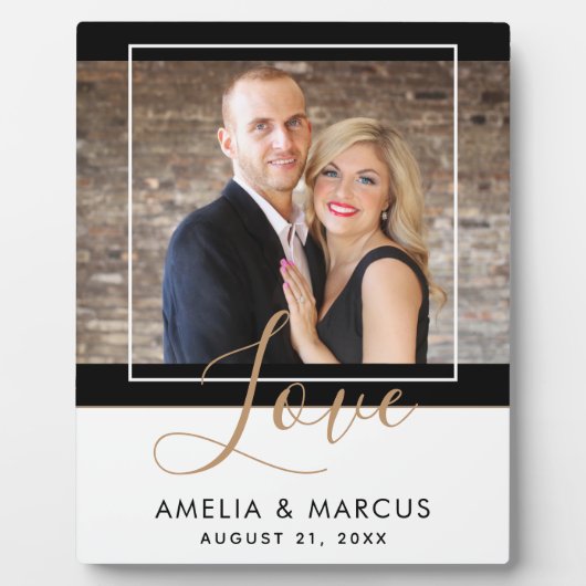 Liebe Elegante Script Bride Groom Wedding Keepake Fotoplatte (Vorderseite)