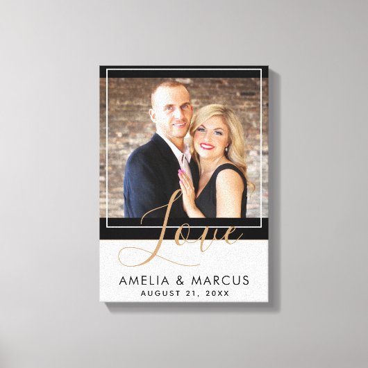 Liebe Elegante Script Bride Groom Wedding Keepake Leinwanddruck (Vorderseite)