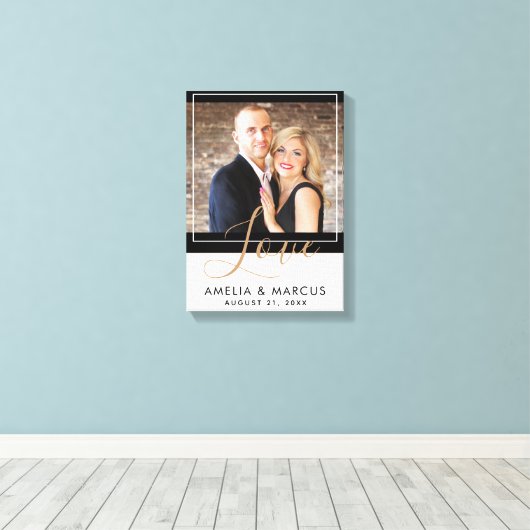 Liebe Elegante Script Bride Groom Wedding Keepake Leinwanddruck (Insitu (Holzboden))