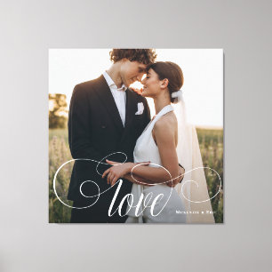 LIEBE Elegantes Calligraphy Couple Wedding Foto Leinwanddruck
