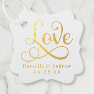 Liebe Elegantes Goldschrift Monogramm Hochzeit Geschenkanhänger