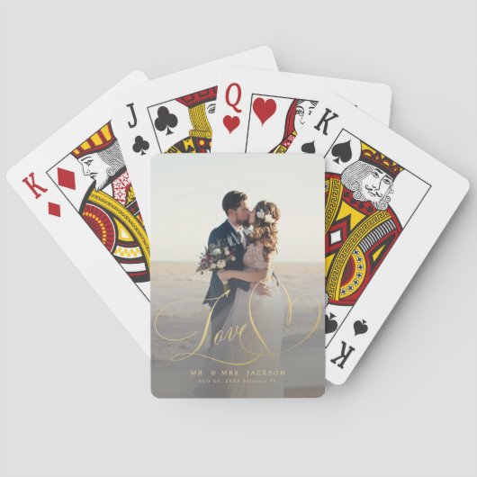 Liebe elegantes Hochzeitsfest Foto Spielkarten (Rückseite)