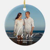 Liebe Elegantes SkriptOverlay Doppelseitiges Foto Keramik Ornament (Hinten)