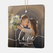 Liebe Elegantes SkriptOverlay Doppelseitiges Foto Keramikornament (Links)