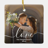 Liebe Elegantes SkriptOverlay Doppelseitiges Foto Keramikornament (Vorderseite)