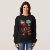 Liebe Elephant Christmas Lights Weihnachtsmannmütz Sweatshirt (Vorne ganz)