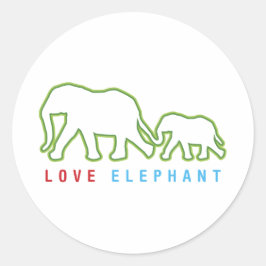 Liebe Elephant Runder Aufkleber