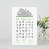 Liebe Elephants Baby Dusche Word Search Game (Stehend Vorderseite)