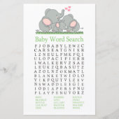 Liebe Elephants Baby Dusche Word Search Game (Vorderseite)