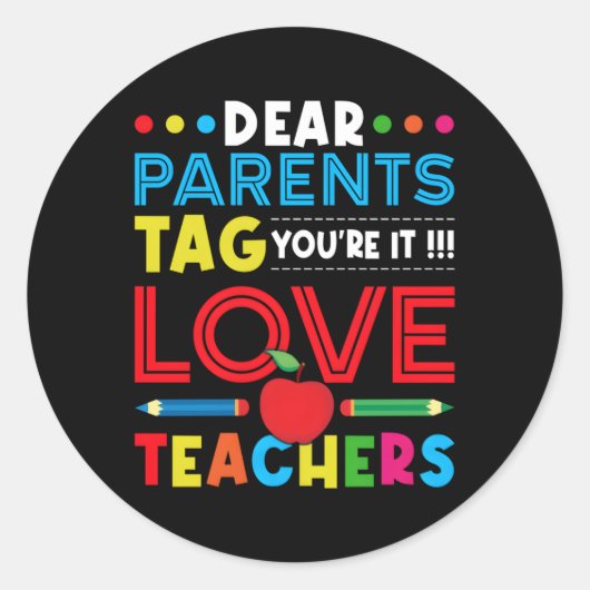 Liebe Eltern markieren Sie es. Runder Aufkleber (Vorderseite)