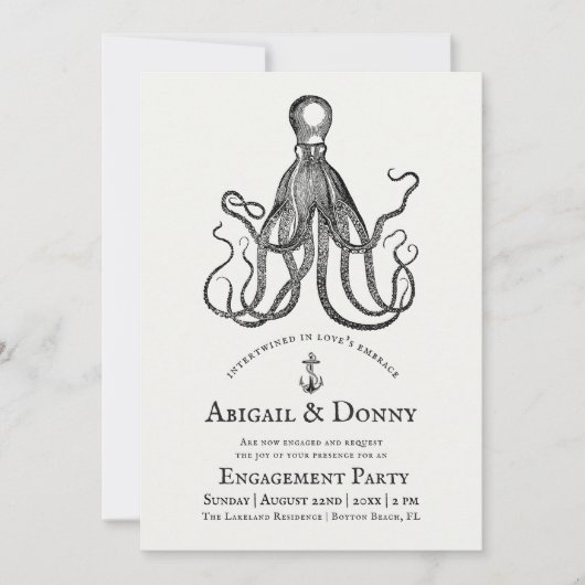 Liebe Embrace | Octopus Theme Engagement Party Einladung (Vorderseite)