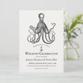 Liebe Embrace | Octopus Theme Wedding Einladung (Stehend Vorderseite)