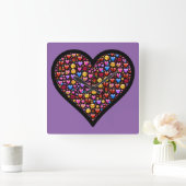 Liebe Emoji individuell Quadratische Wanduhr (Zuhause)