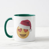 Liebe Emoji küssen unter mistletoer Weihnachtsfeie Tasse (Links)