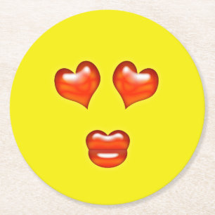Liebe Emoji Runder Pappuntersetzer