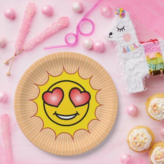 Liebe Emoji Sun Pappteller (Party)
