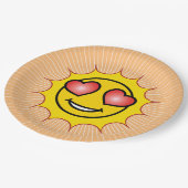 Liebe Emoji Sun Pappteller (Schrägansicht)