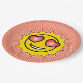Liebe Emoji Sun Pappteller (Schrägansicht)