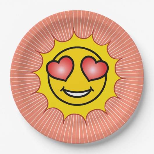 Liebe Emoji Sun Pappteller (Vorderseite)