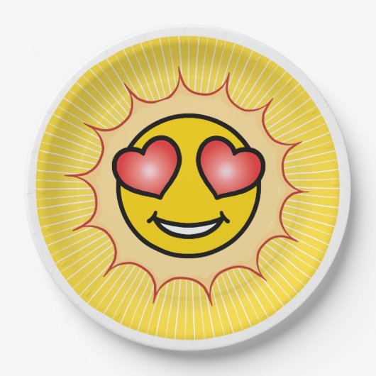 Liebe Emoji Sun Pappteller (Vorderseite)