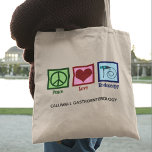 Liebe Endoskopie Tragetasche<br><div class="desc">Peace Liebe Endoscopy Tote Tasche mit Ihrem personalisierten Text. Ein niedliches Geschenk mit einem Friedensschild,  Herz und Endoskop,  das in medizinischen Verfahren zur Aufnahme eines Patienten verwendet wird.</div>