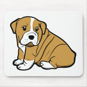 Liebe Englisch Bulldogge Cartoon Welpe Hund Mousepad