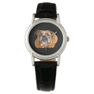 Liebe English Bulldog dog Face - Brown Mascot Armbanduhr