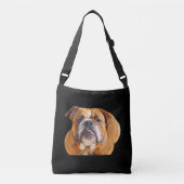 Liebe English Bulldog dog Face - Brown Mascot Tragetaschen Mit Langen Trägern (Vorderseite)