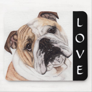 Liebe English Bulldog Wasserfarbe Mousepad