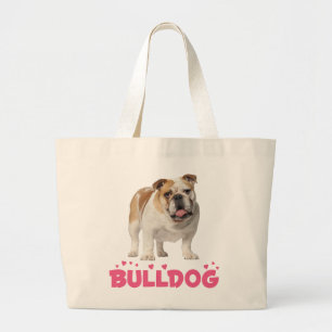 Liebe English Bulldog Welpe Hund Herzen Tote Bag Jumbo Stoffbeutel