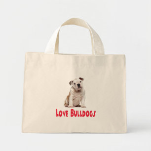 Liebe English Bulldog Welpe Hund Tote Bag Mini Stoffbeutel