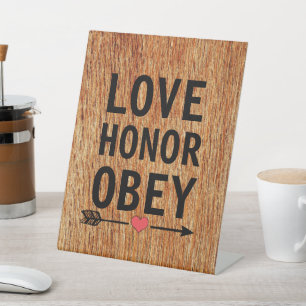 LIEBE EONOR OBEY UNUSUAL WEDING SIGN RUSTISCH SOCKELSCHILD
