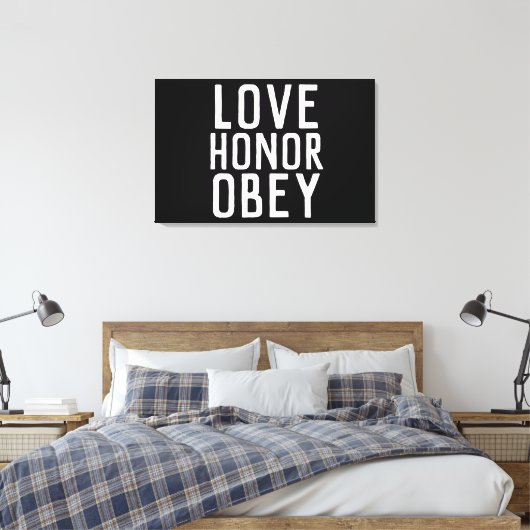 LIEBE EONOR OBEY WEDING GIFT STRETCHED LEINWAND (Insitu (Schlafzimmer))