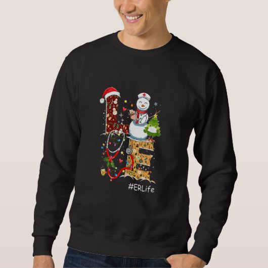Liebe er Life Snowman Weihnachten für Krankenpfleg Sweatshirt (Vorderseite)