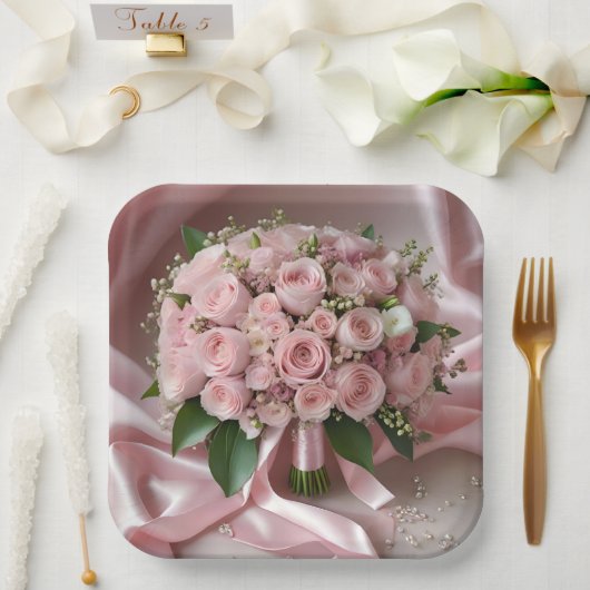 "Liebe erblühen: Ein Bouquet der zeitlosen Romanti Pappteller (Hochzeit)