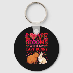 Liebe erblüht Capybara Kaninchen Valentinstag Schlüsselanhänger
