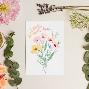 Liebe erblüht hier Aquarell-Blumenstrauß-Karte Feiertagskarte