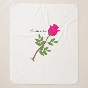 Liebe erblüht hier Retro-Rosa-Rosen-Sherpa-Decke Sherpadecke
