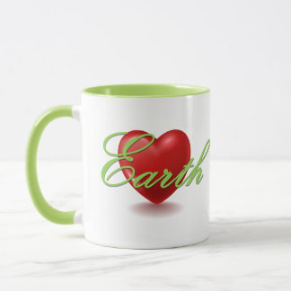 Liebe Erde weiße und grüne Tasse