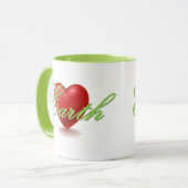 Liebe Erde weiße und grüne Tasse (Vorderseite Links)