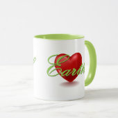 Liebe Erde weiße und grüne Tasse (VorderseiteRechts)