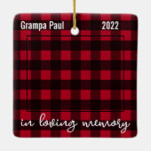 Liebe Erinnerung Weihnachten Keepake Red Kariert 2 Keramikornament (Rückseite)