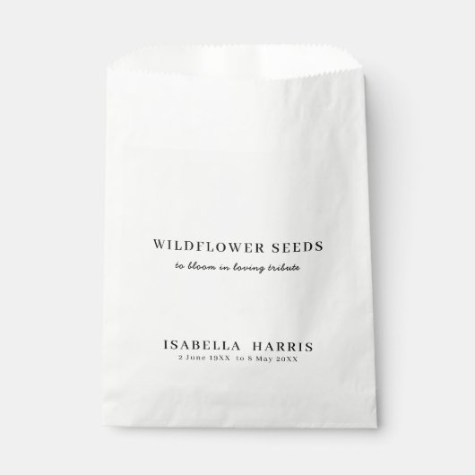 Liebe Erinnerungs Wildblumen-Andenken Geschenktütchen (Vorderseite)